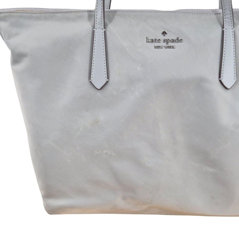Kate Spade New York Chelsea Grey Nylon Large Tote Bag Shoulder Bag Zip Top FLAWS - Picture 3 of 10